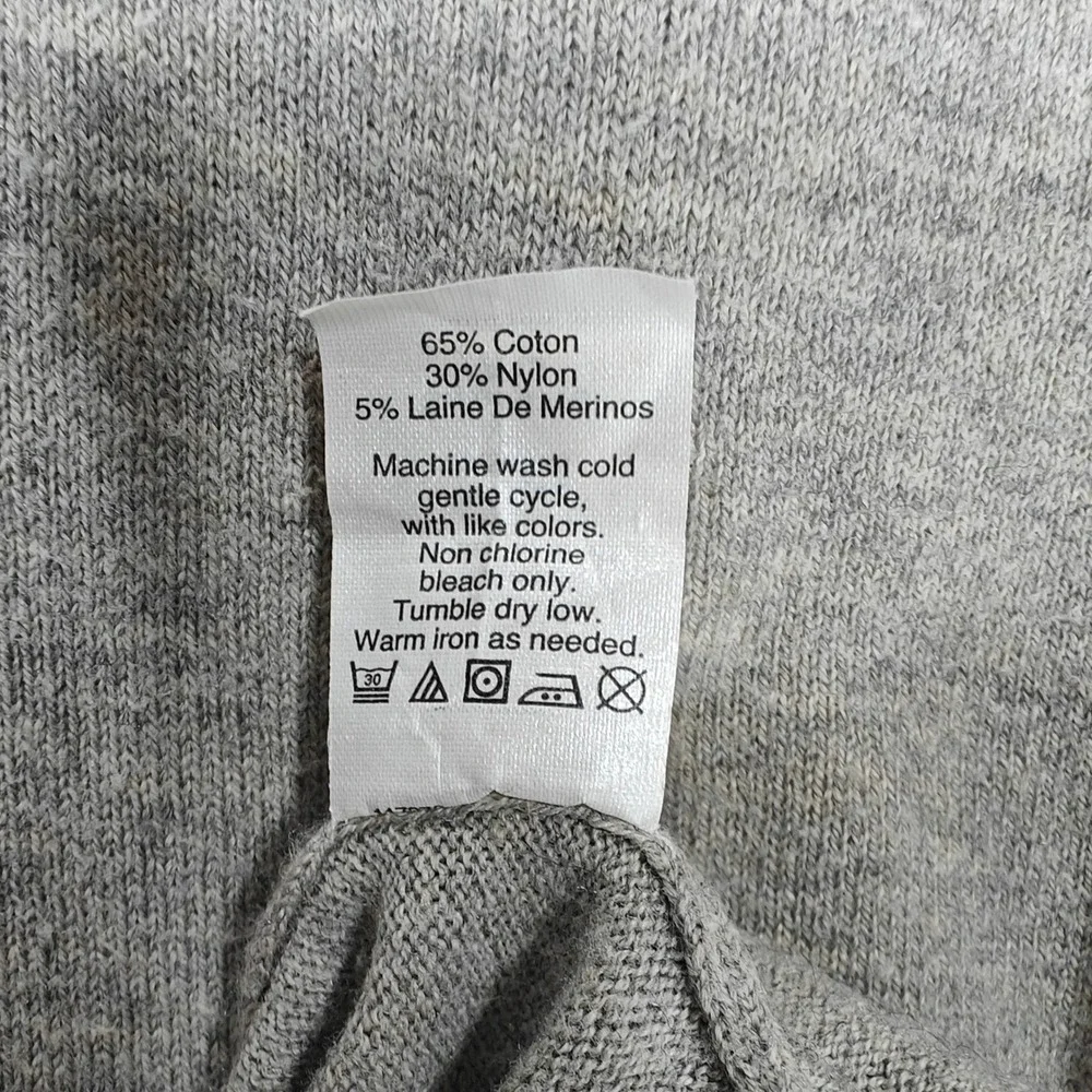 J.Crew Mens Medium Gray Cotton Merino Wool Blend Crewneck Sweater Heathered Knit